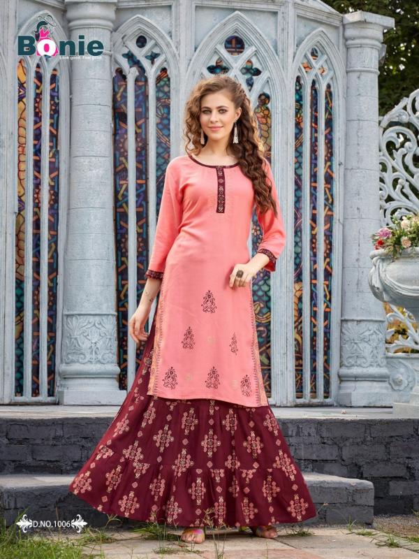 Bonie Aashi Rayon Designer Kurti With Skirt 